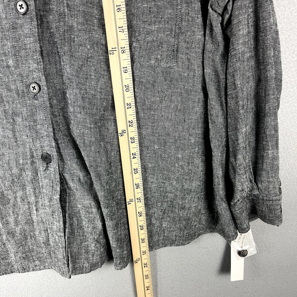 Zac and Rachel Linen Blend Tunic Top Womens 1X Gray Button Up Long Sleeve NWT - Picture 9 of 16